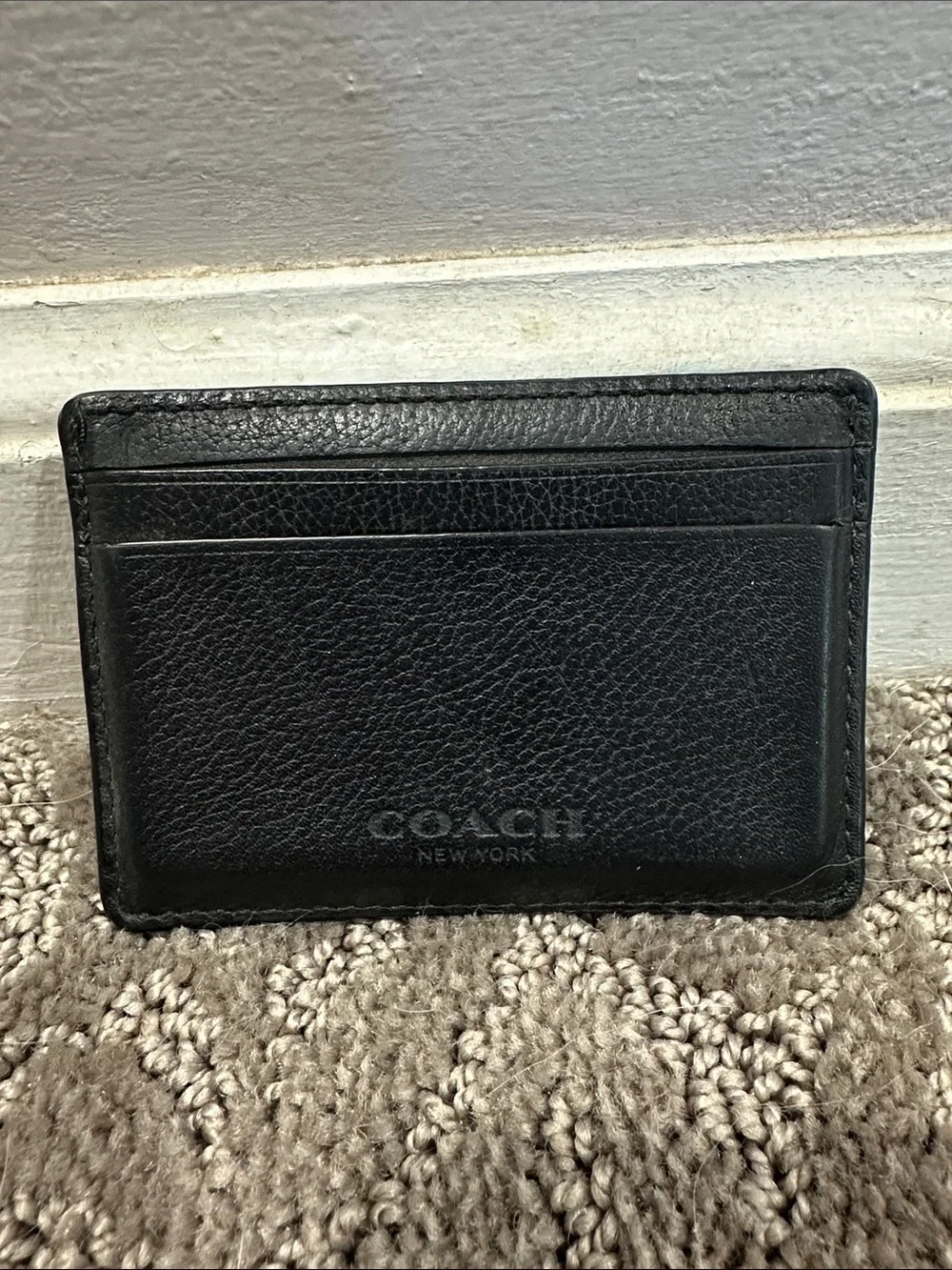 Coach Black Pebbled Leather Card Holder